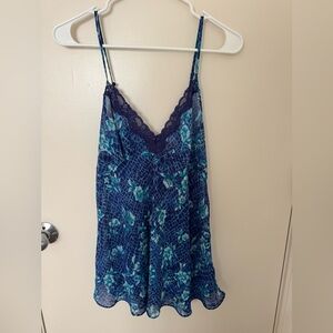 Secret Treasures Blue Floral Cami with Lace